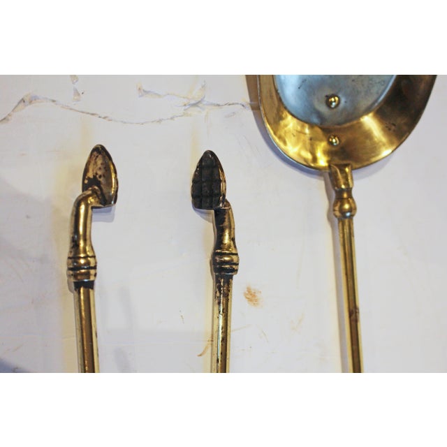 Late 19th Century C.1860-80 English Brass Ball Top Fire Tools For Sale - Image 5 of 5
