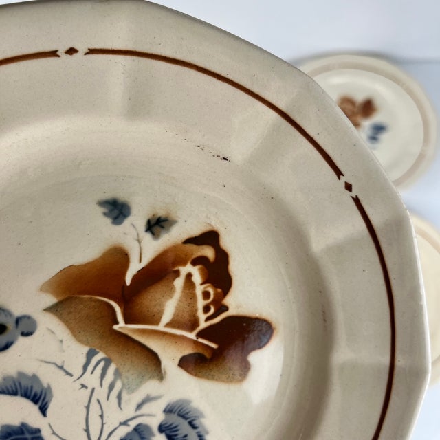 Beige Vintage Dessert Plates with Floral Motif from Sarreguemines, 1920s, Set of 6 For Sale - Image 8 of 12