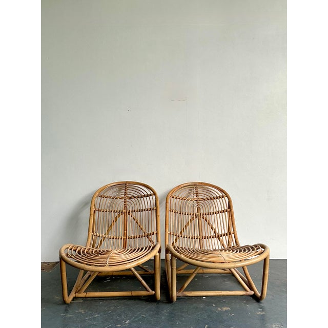 Late 20th Century Vintage Bent Rattan Chaise Lounge - A Pair For Sale - Image 5 of 12