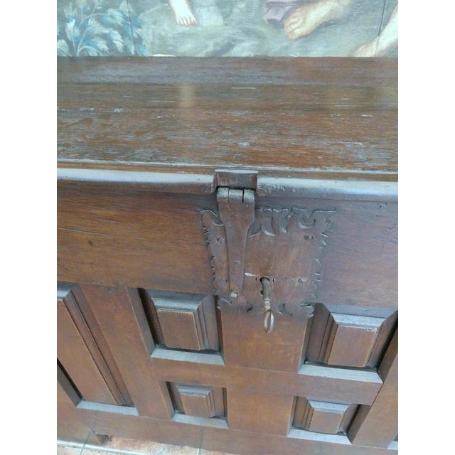 17th Century Early 17th Century English Oak Coffer Chest, 1630 For Sale - Image 5 of 18