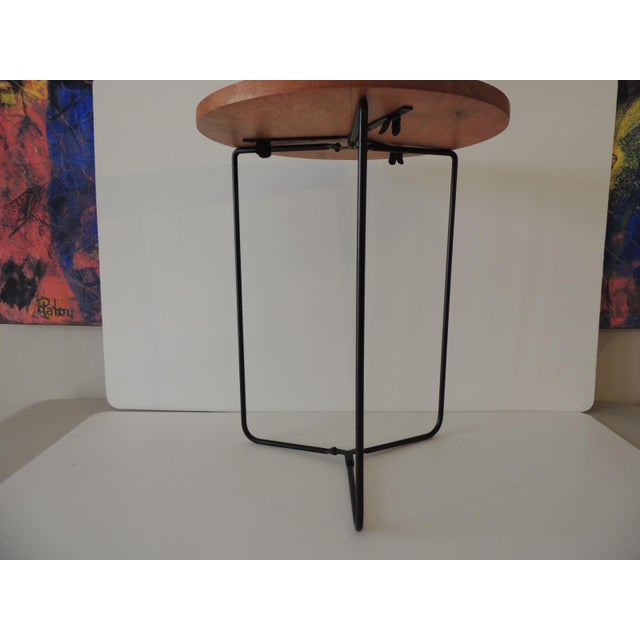 Folding Round Side Table With Wood Top and Pencil Legs Chairish