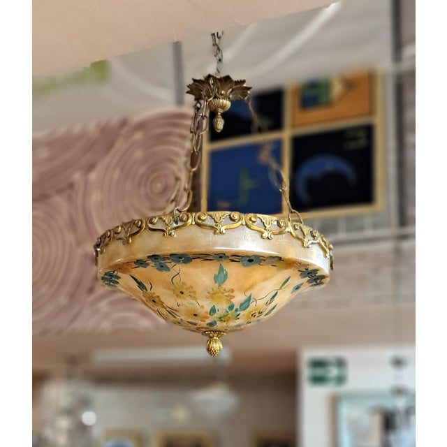 Alabaster Pendant Lamp, 1930s For Sale - Image 4 of 9