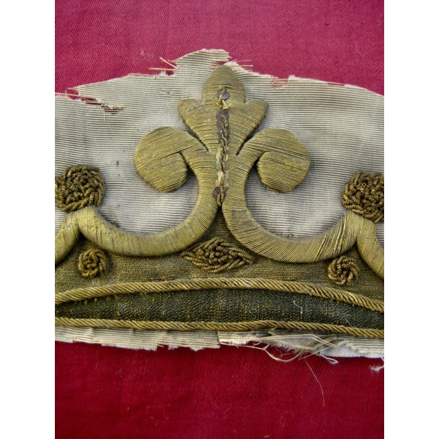 Early 19th Century Gold Embroidery Fragment of Crown From a Banner For Sale - Image 6 of 9
