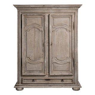 1800-1809 France Weathered Pale Grey Painted Oak Armoire For Sale