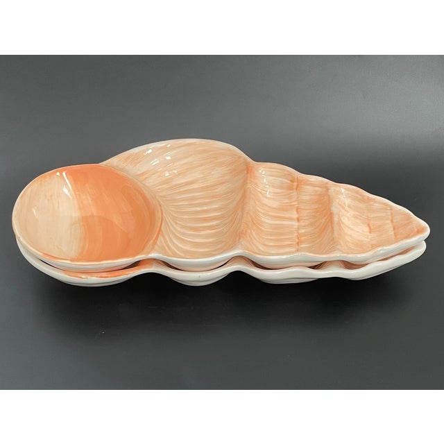 Contemporary Large Divided Serving Dish in the Shape of Conch Shell - Set of 2 For Sale - Image 3 of 9