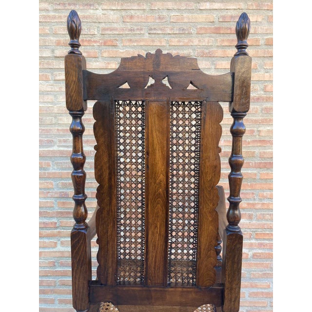 Wood Early 20th Century Louis XVI Style French Carved Walnut Armchair with Reed Seat For Sale - Image 7 of 18