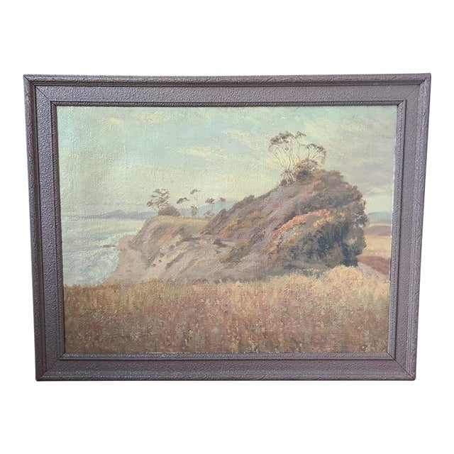 Antique Coastal Oil Painting Early California Impressionist Beach Landscape For Sale