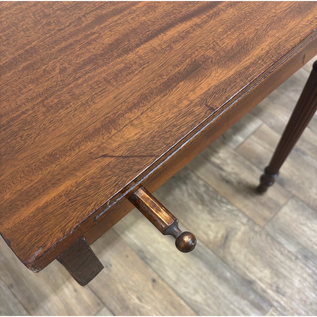 Vintage Sheraton Style Mahogany Demilune Console Table Hall Table For Sale - Image 10 of 11