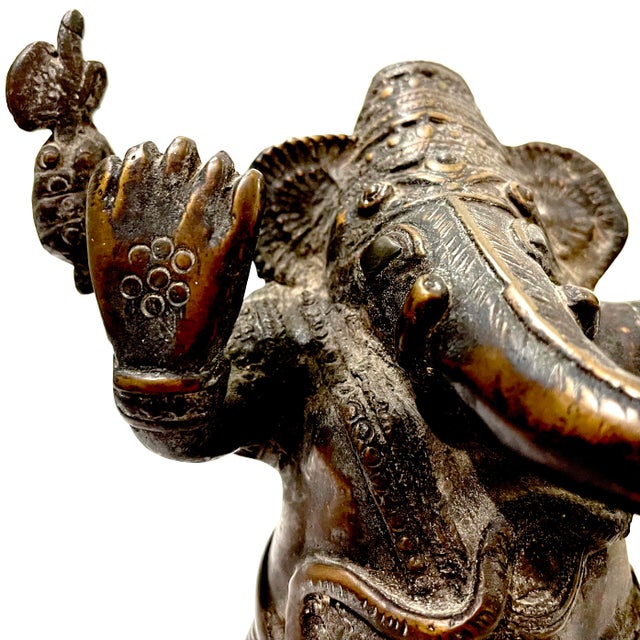 Antique Asian Ganesh Bronze Statue For Sale - Image 9 of 11