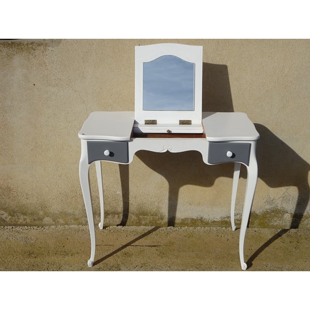 Small White and Gray Dressing Table For Sale - Image 3 of 18