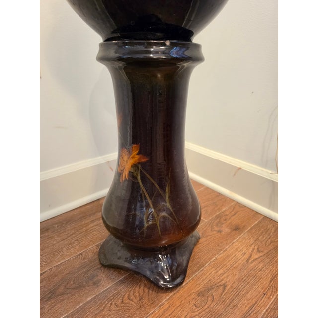 Victorian Antique Weller Pottery Plant Pot and Pedestal Planter, 2 Pieces For Sale - Image 3 of 6