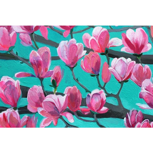 2020s "Blooming Magnolias" Contemporary Botanic Expressionist Acrylic Painting on Canvas by Natalia Bessonova For Sale - Image 5 of 7
