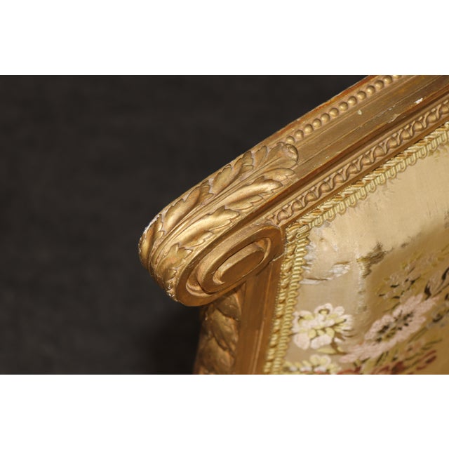 Wood French Louis XVI Giltwood Corner Settee Loveseat C. 1890s Era For Sale - Image 7 of 10