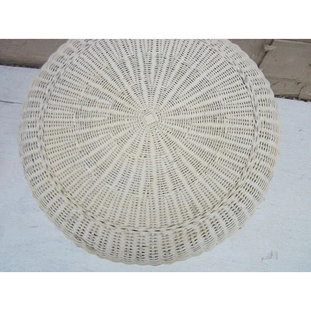Vintage Wicker Rattan Round Side Table For Sale - Image 11 of 13