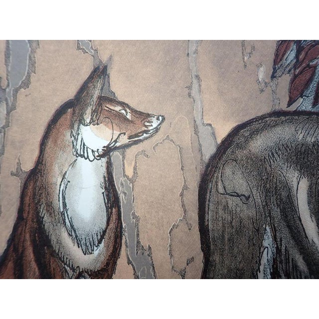 Paul jouve (1878-1973) the fox and the wolf under the chestnut trees woodcut, on rives paper sheet dimensions:...