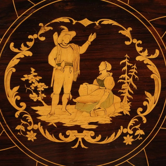 1920s English Living Room Table in Inlaid Wood, 1920s For Sale - Image 5 of 13