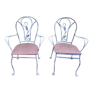 Vintage Salterini Wrought Iron Outdoor Chairs - Set of 2, Attributed For Sale