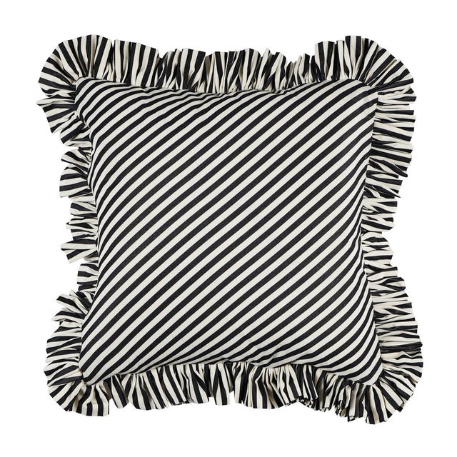 Contemporary Schumacher Brigitte Stripe 18" Pillow in Black For Sale - Image 3 of 3