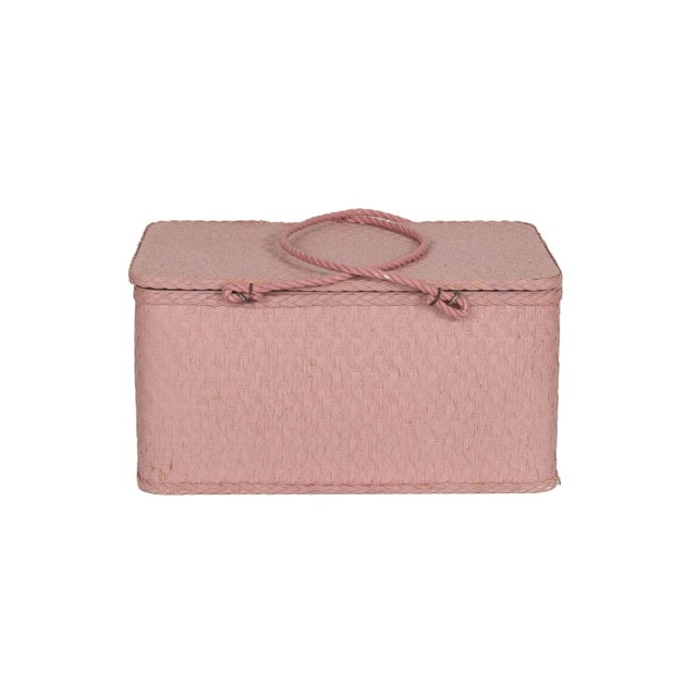 Pink Blush Pink Rattan Picnic Basket For Sale - Image 8 of 8