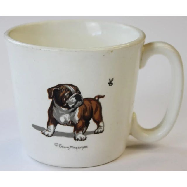 Bulldog & Bumblebee Mug signed by Edwin Megargee. Dimensions: 3"H x 3 3/8"D