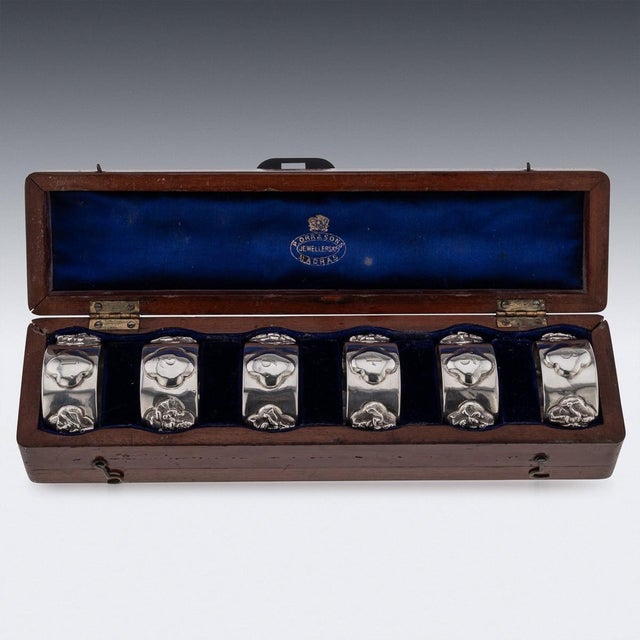 Antique Indian Silver Cased Napkin Rings, 1890s, Set of 6 For Sale - Image 12 of 14
