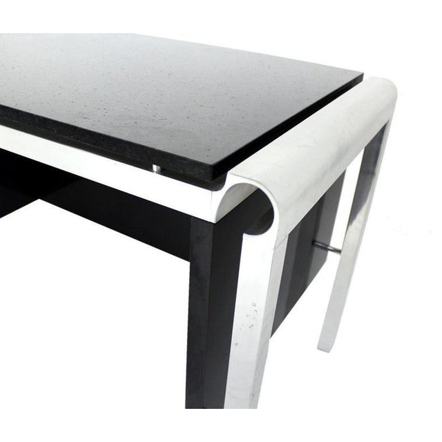Mid-Century Modern Pace Collection Mid Century Italian Modern Thick Black Marble Granite Top Desk For Sale - Image 3 of 8