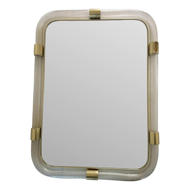 Scenographic Italian Torciglione-Torchon Murano Glass Wall Mirror by Simoeng for Simoeng For Sale - Image 8 of 8