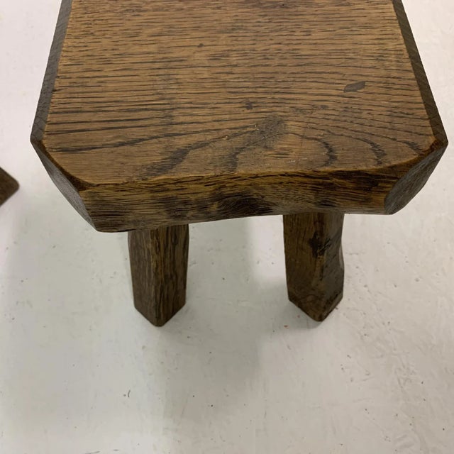Brutalist Oak Wood Nesting Tables, 1970s, Set of 3 For Sale - Image 13 of 14
