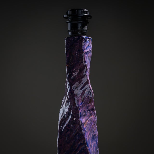 Violet Violet Ceramic Table Lamp, France, Mid-20th Century For Sale - Image 8 of 10