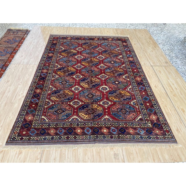 Kazak Rug 8'9" X 12'5" Red Wool Tribal Geometric Hand-Knotted Oriental Carpet For Sale - Image 6 of 15