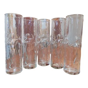 Vintage Libbey Molded Glass "Le Femme" Zombie Cocktail Glasses - Set of 5