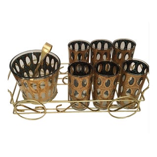 Mid-Century Modern Culver Pisa Hiball Caddy With Ice Bucket and Tongs- 9 Piece For Sale