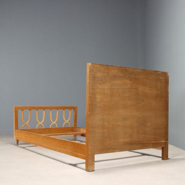 Brown Single Bed in Veneer, 1950s For Sale - Image 8 of 9