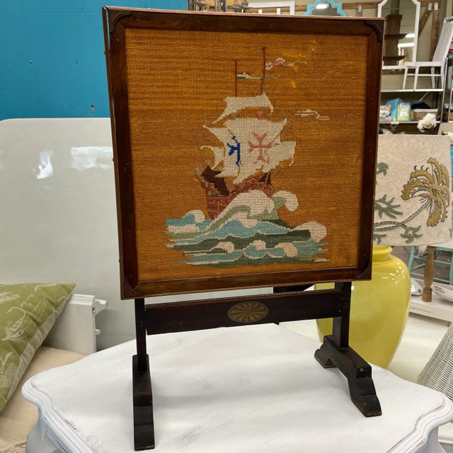 Early 21st Century English Needlepoint Tilt Top Table/ Fire Screen For Sale - Image 11 of 11