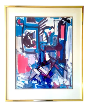 Hans Hofmann Vintage 1968 Mid Century Modern Abstract Expressionist Framed Collector's Lithograph Print " Exuberance " 1955