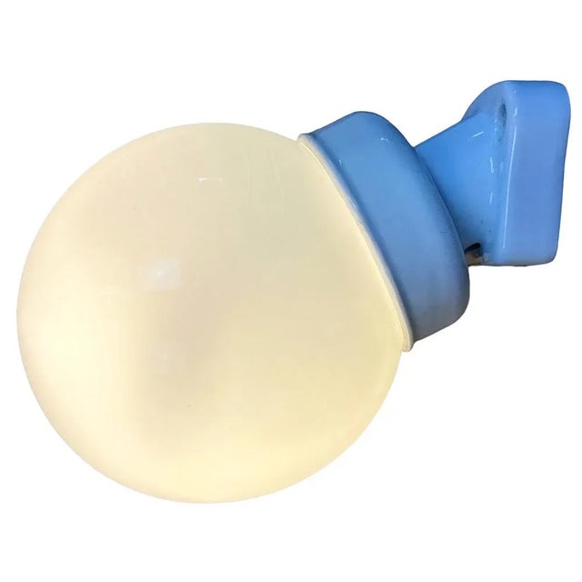 Vintage White Porcelain Wall Light with Milk Glass, 1960s For Sale - Image 11 of 12