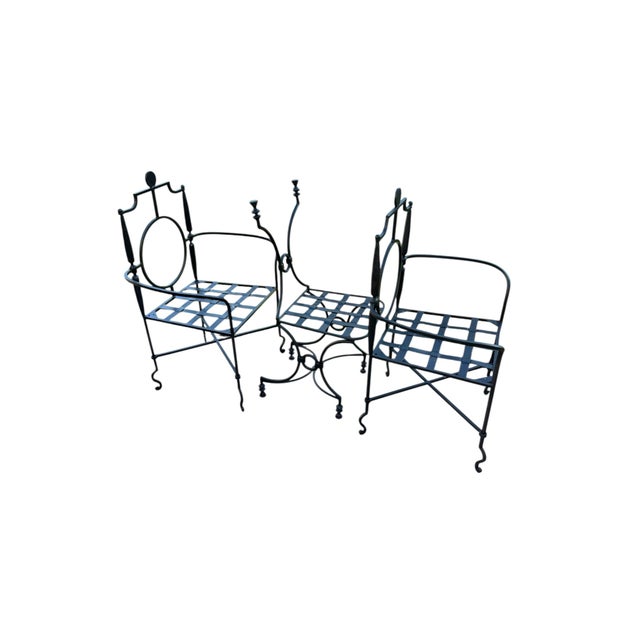 Three Wrought Iron Chairs After the 1943 Models by Gilbert Poillerat (1902- 1988), Second Half 20th Century For Sale - Image 9 of 15