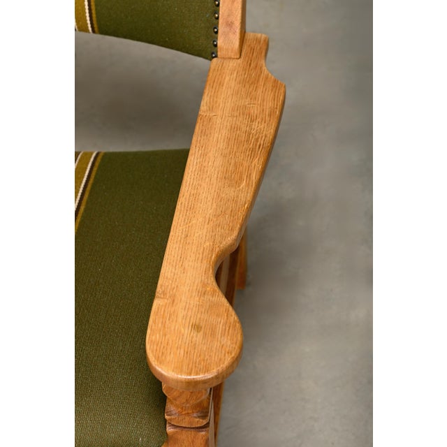 Brown Vintage Danish Razorblade Armchairs in Oak and Fabric by Henning Kjærnulf for Farsø Møbelfabrik, 1960s, Set of 2 For Sale - Image 8 of 18