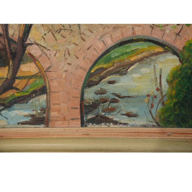 1940'S Lancaster Bridge Original Oil Painting For Sale - Image 4 of 11