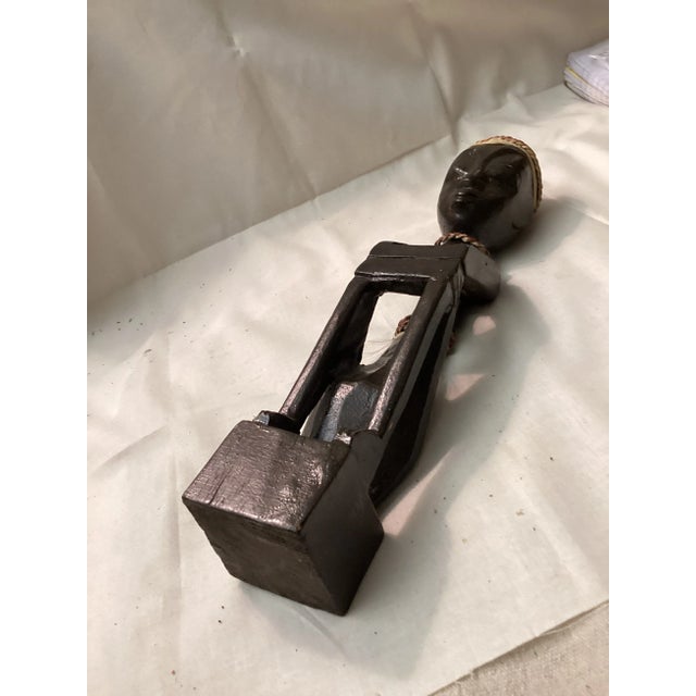 1950s Vintage Hand Carved African Tribal Wooden Statue For Sale - Image 5 of 6