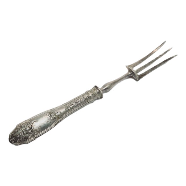 Classicist Silver Roast Fork, France, 1880s For Sale