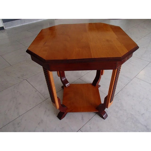 Art Deco Square Walnut Coffee Table with Carvings For Sale - Image 3 of 16