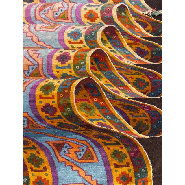 Brown 1970s Eddie Sulca Peruvian Woven Abstract Tapestry For Sale - Image 8 of 12