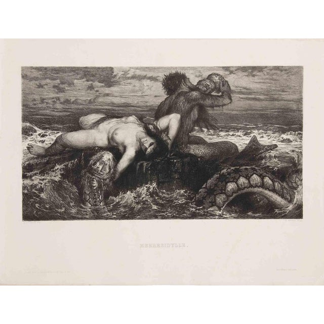 After Arnold Böcklin, Meeresidylle, Etching, Early 20th Century For Sale - Image 3 of 3