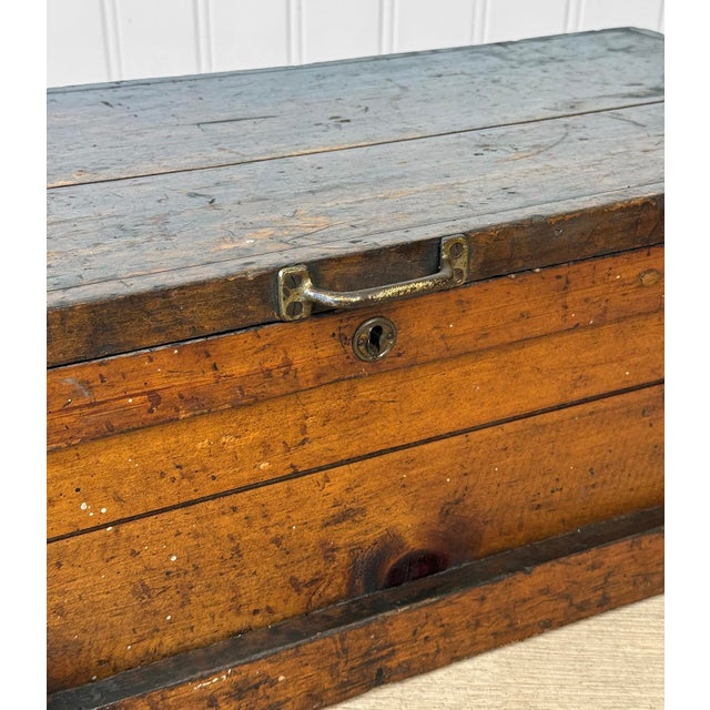 Antique Large Primitive Farmhouse Pine Storage Tool Chest For Sale - Image 13 of 14
