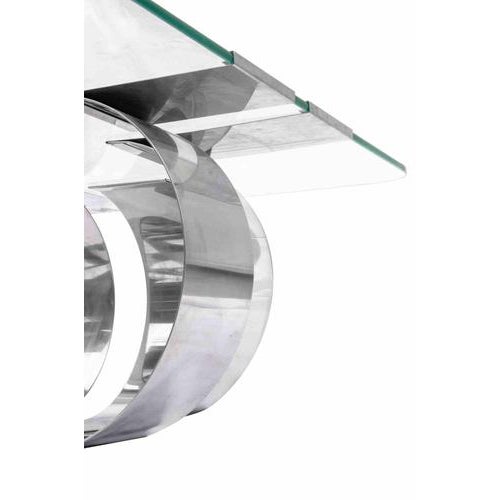 Vintage Table by François Monnet, France 1970s. Structure in silver-colored brushed stainless steel and surmounted by a...