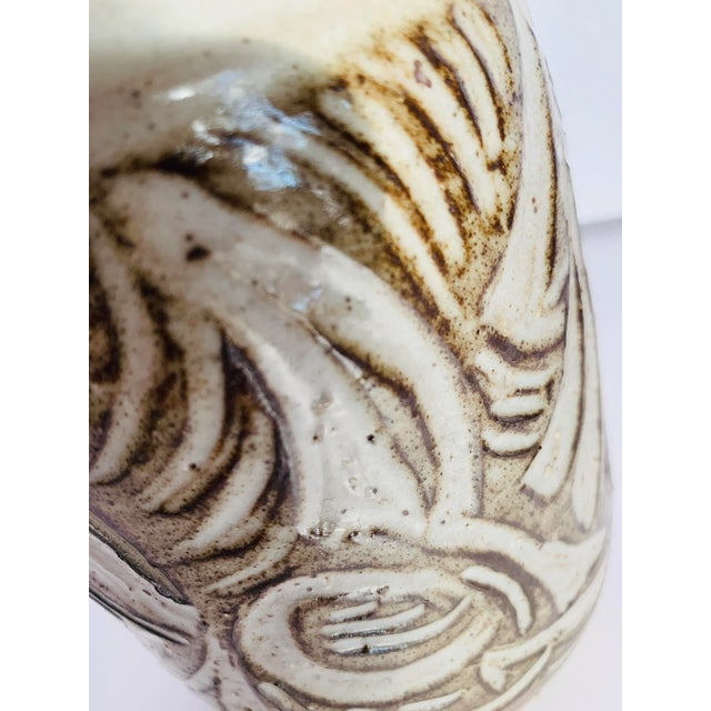 Vintage Studio Art Pottery Handcrafted, Textured Ceramic Vase, Signed For Sale - Image 10 of 11