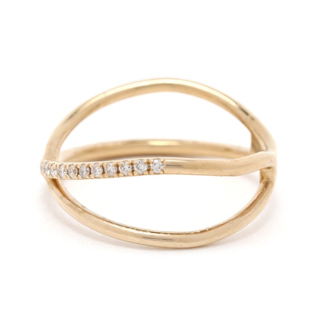 Ferkos .12ctw Diamond X Band Ring, 14k Yellow Gold, Ring Size 4.5 For Sale - Image 4 of 6