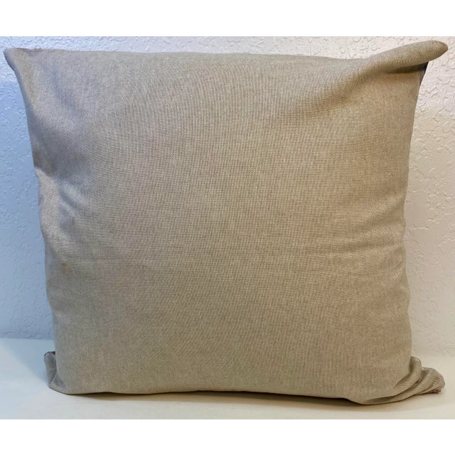 20” Square Pillow With a Blue & Gold Watercolor-Like Floral Print - Made in U K For Sale - Image 9 of 11