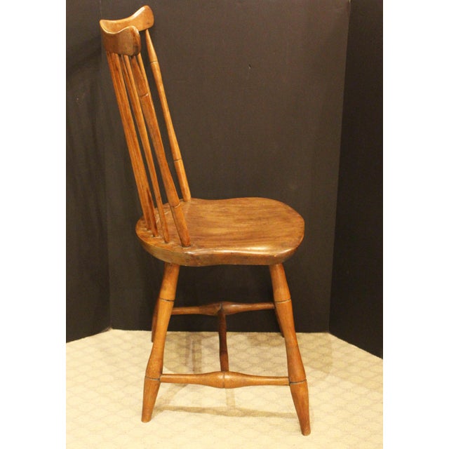 Diminutive American fan back Windsor Side Chair, early 19th century. Walnut. Turned, shaped legs & cross-stretchers with...